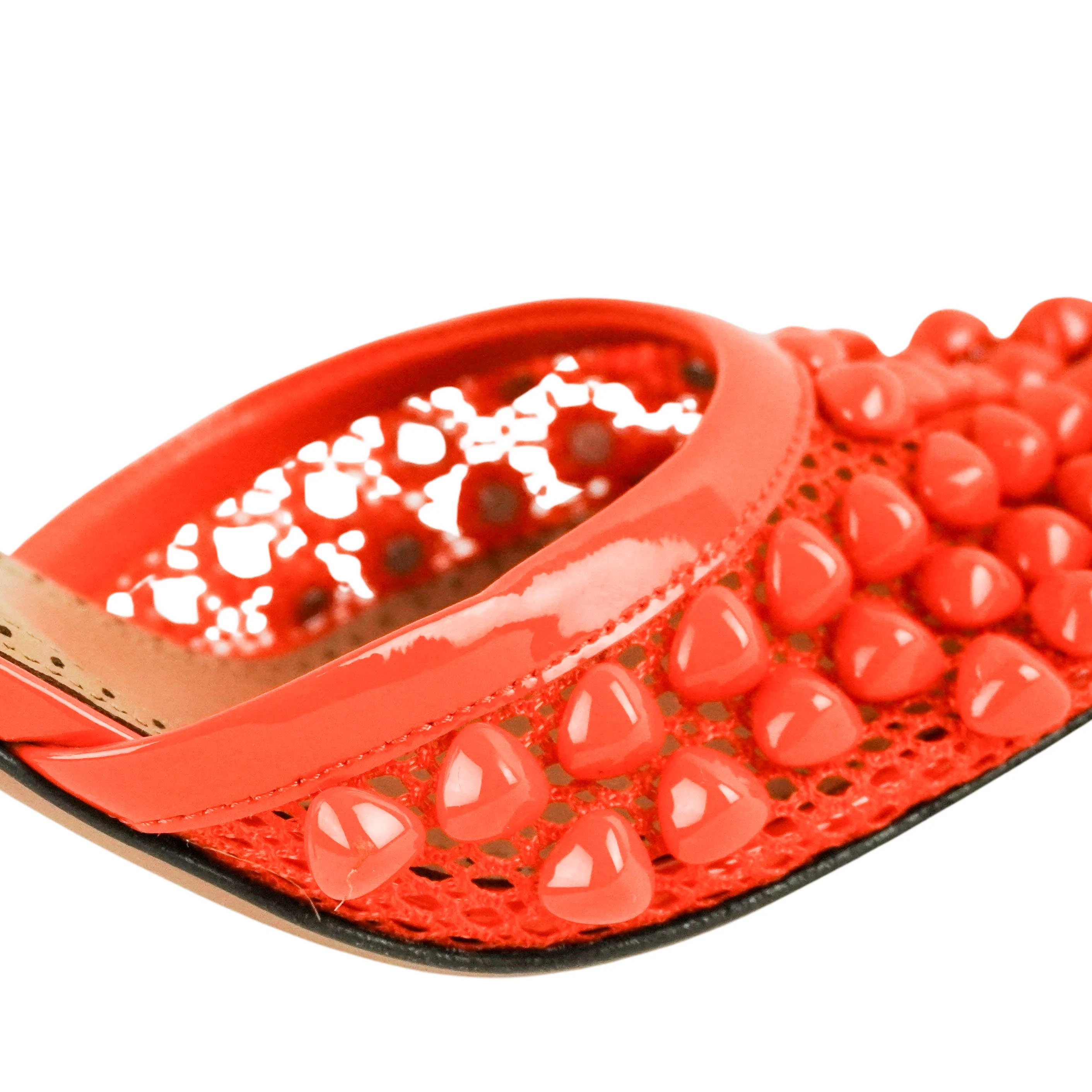 Alaïa Embellished Mesh and Leather Pumps in Orange Red - Image 6
