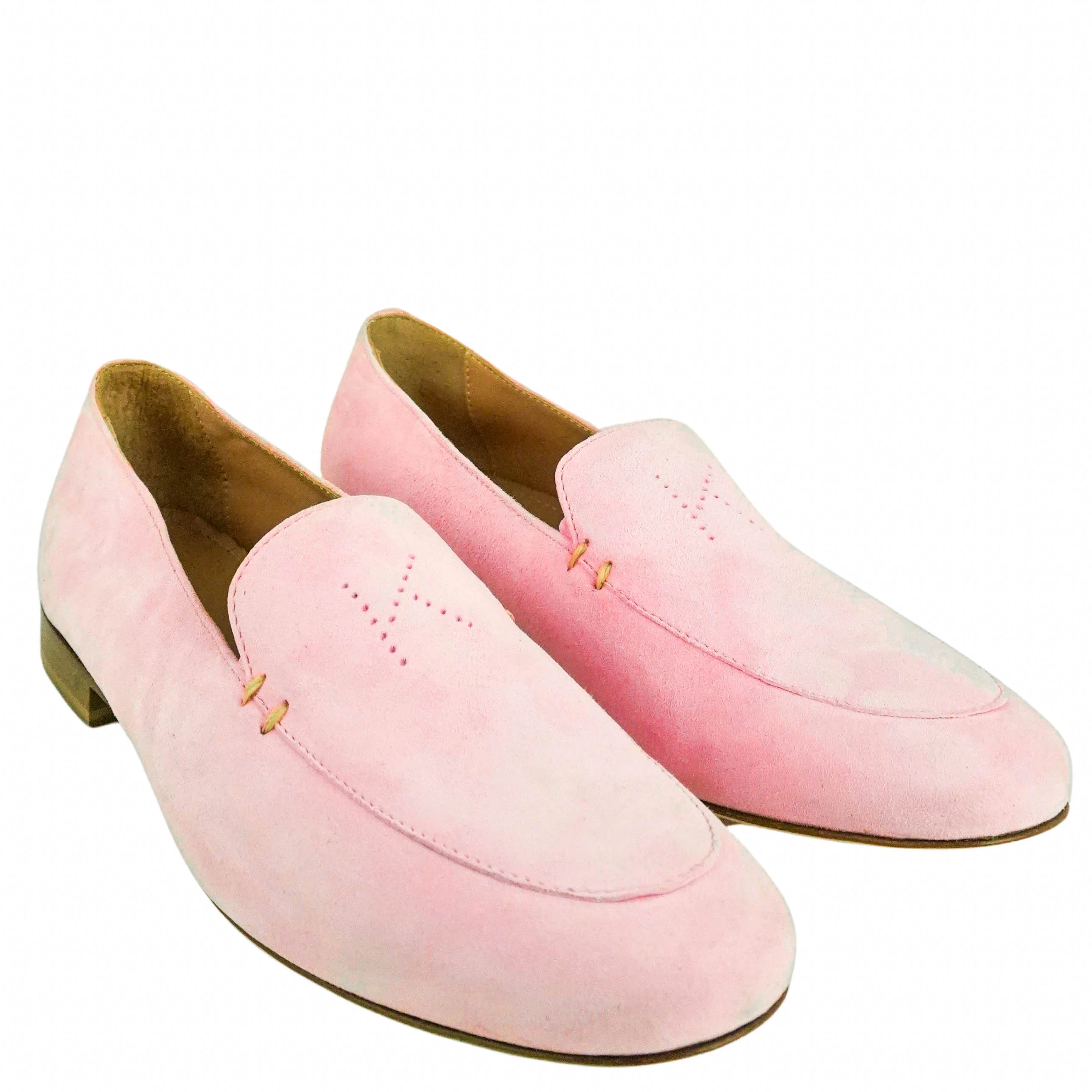 Kiton Suede Monogram Loafers in Pink - Image 3