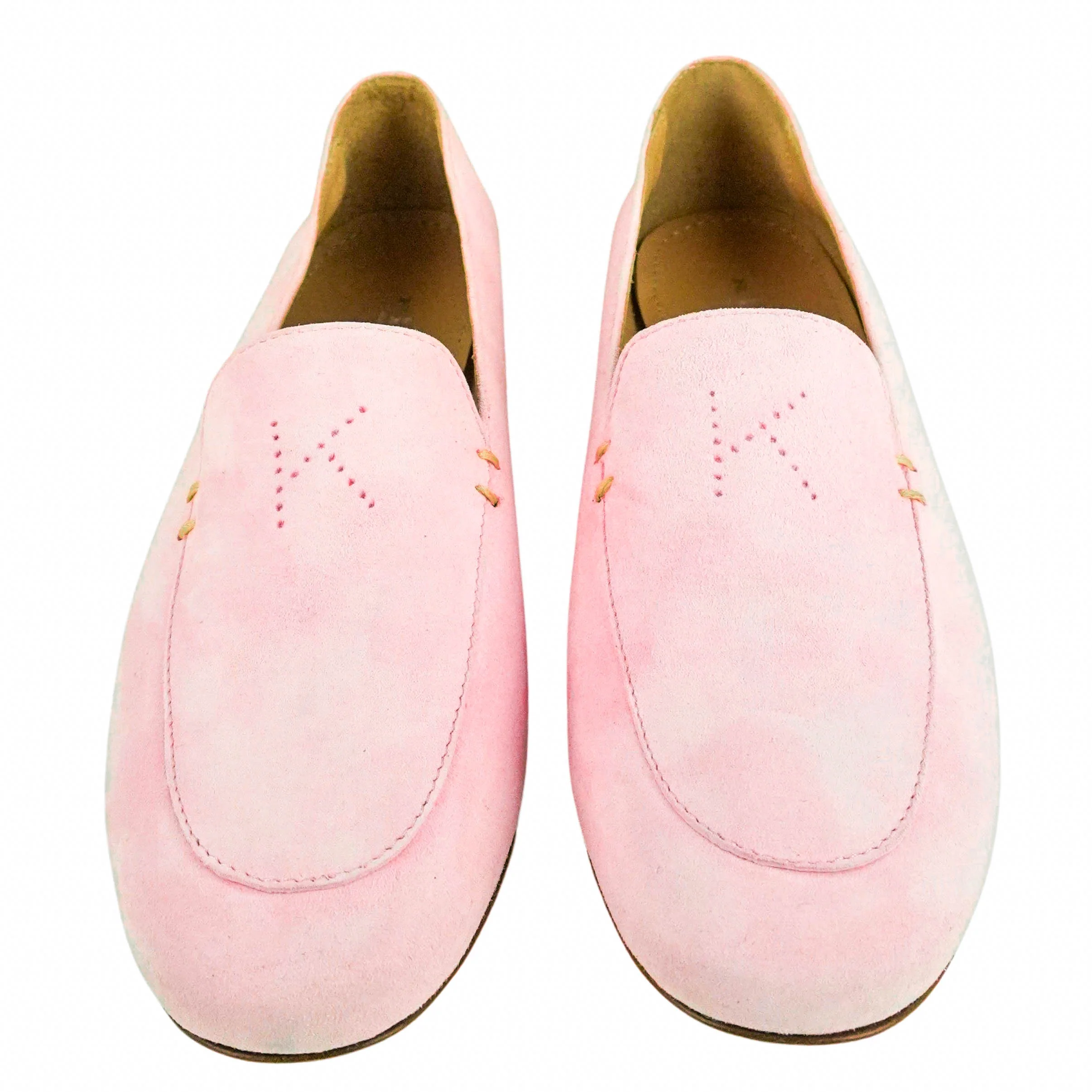 Kiton Suede Monogram Loafers in Pink - Image 5
