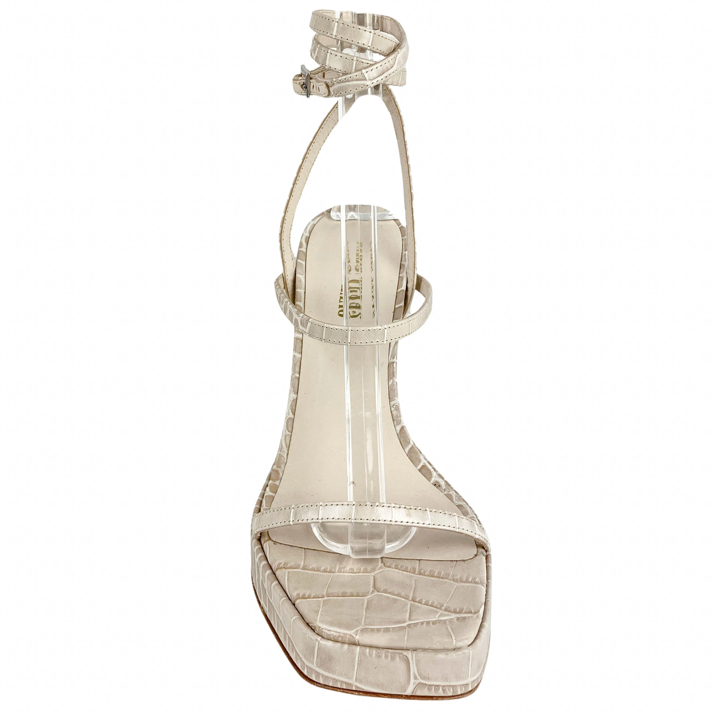 Paris Texas Croc Embossed Platform Sandals in Beige - Image 4