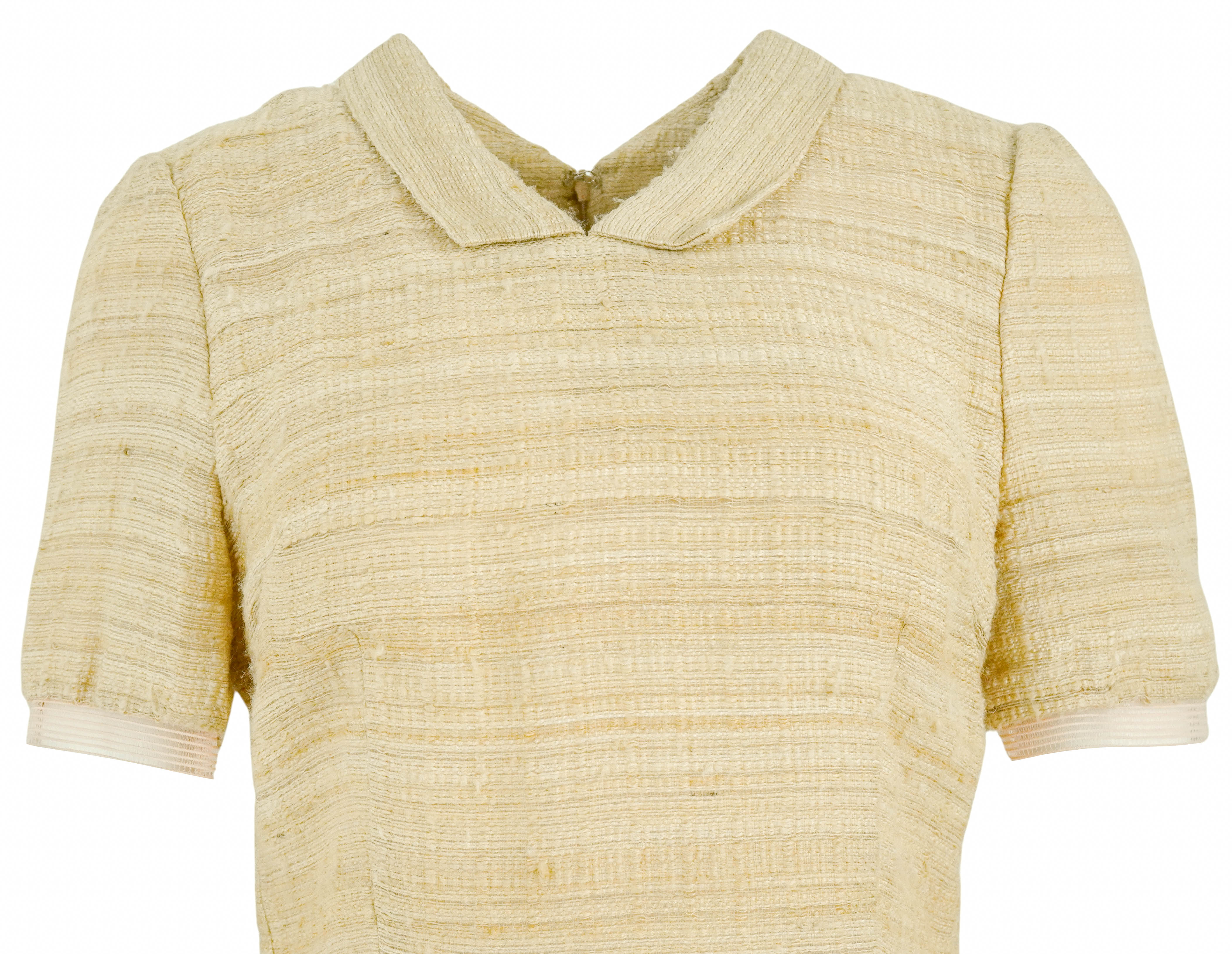 Rodarte Silk Tweed Short Sleeve Blouse in Golden Honey - Image 3
