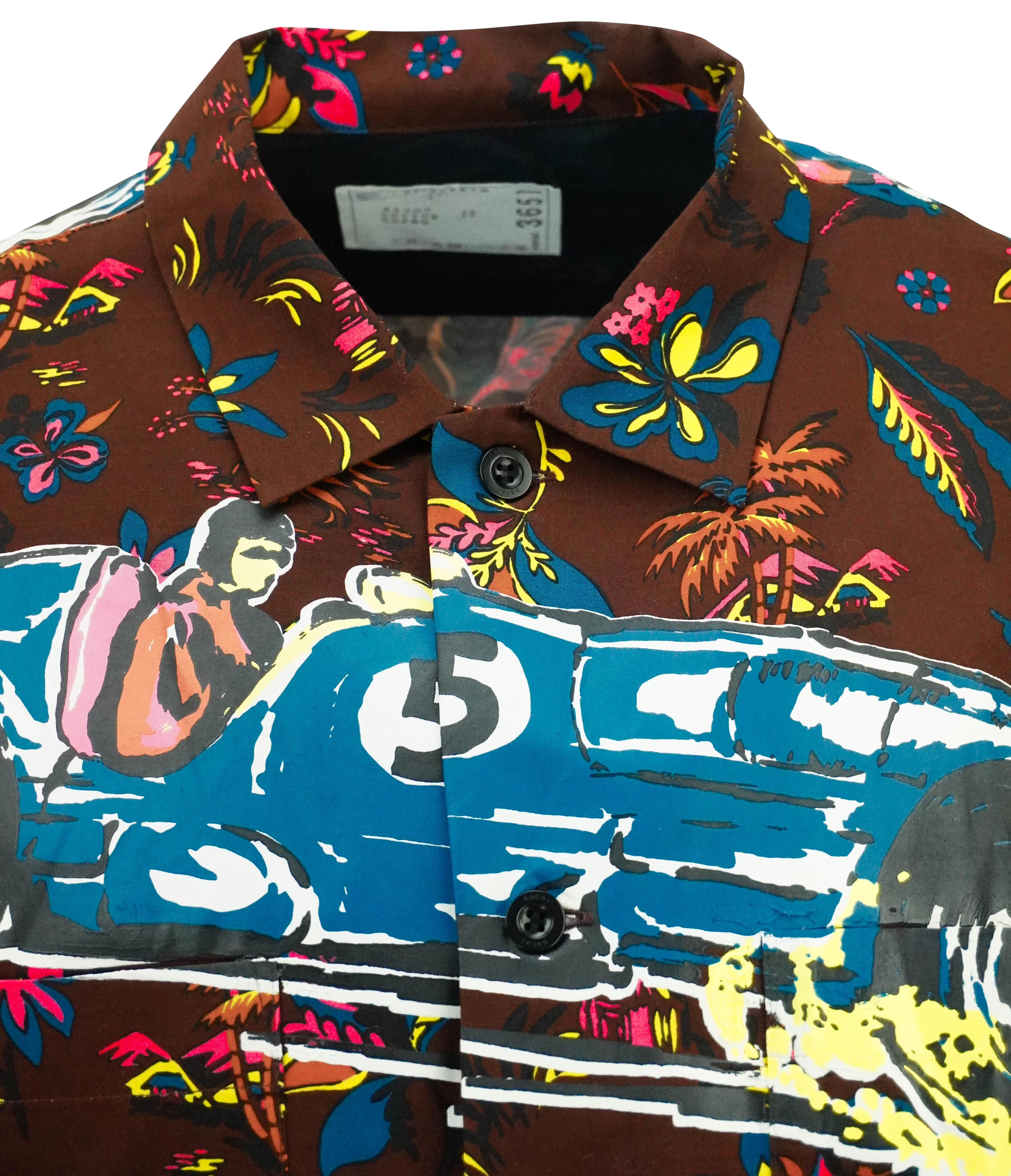 Sacai Tropicl Print Shirt in Burgundy - Image 3