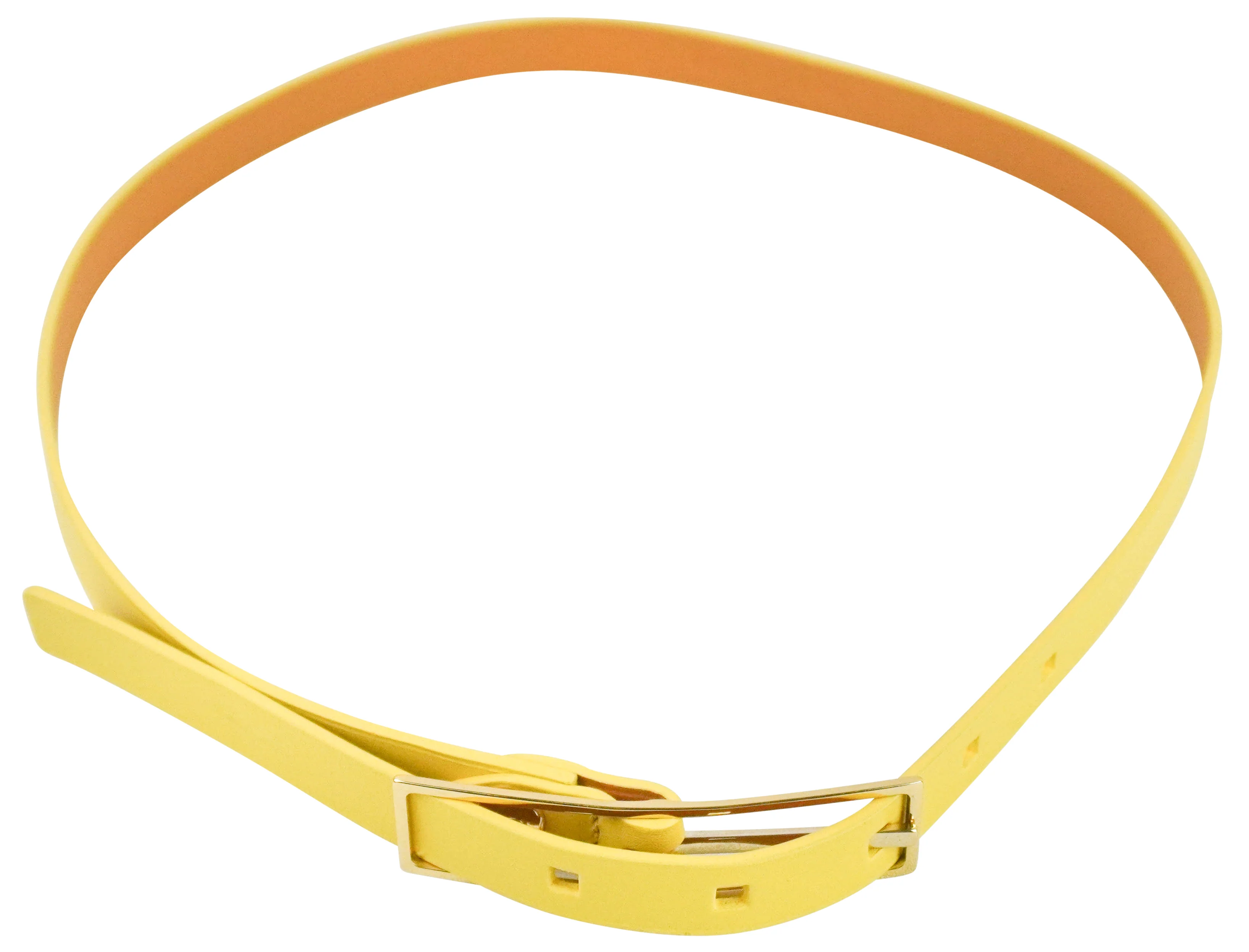 Vaincourt La Ravissante Skinny Leather Belt in Yellow - Image 3